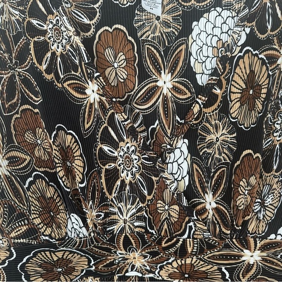 Dress Barn Top Size Medium Brown Y2K Babydoll Hippie Asymmetrical Floral - Picture 4 of 7